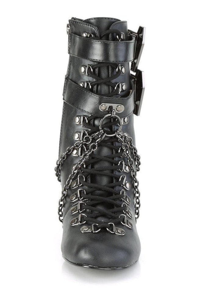 Demonia VIVIKA-128 Ankle Boot in Black Faux Leather