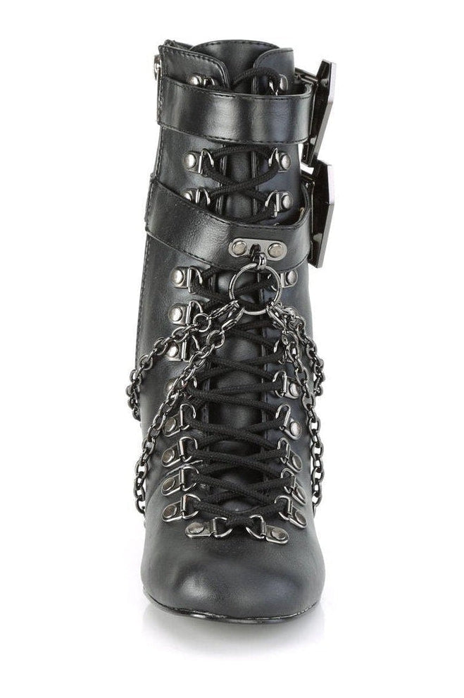 VIVIKA-128 Ankle Boot | Black Faux Leather-Ankle Boots-Demonia-SEXYSHOES.COM