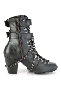 Demonia VIVIKA-128 Ankle Boot in Black Faux Leather