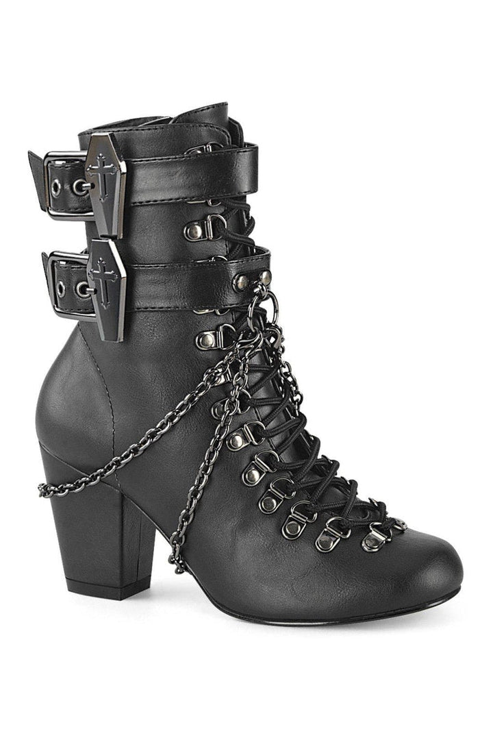 VIVIKA-128 Ankle Boot | Black Faux Leather-Ankle Boots-Demonia-SEXYSHOES.COM