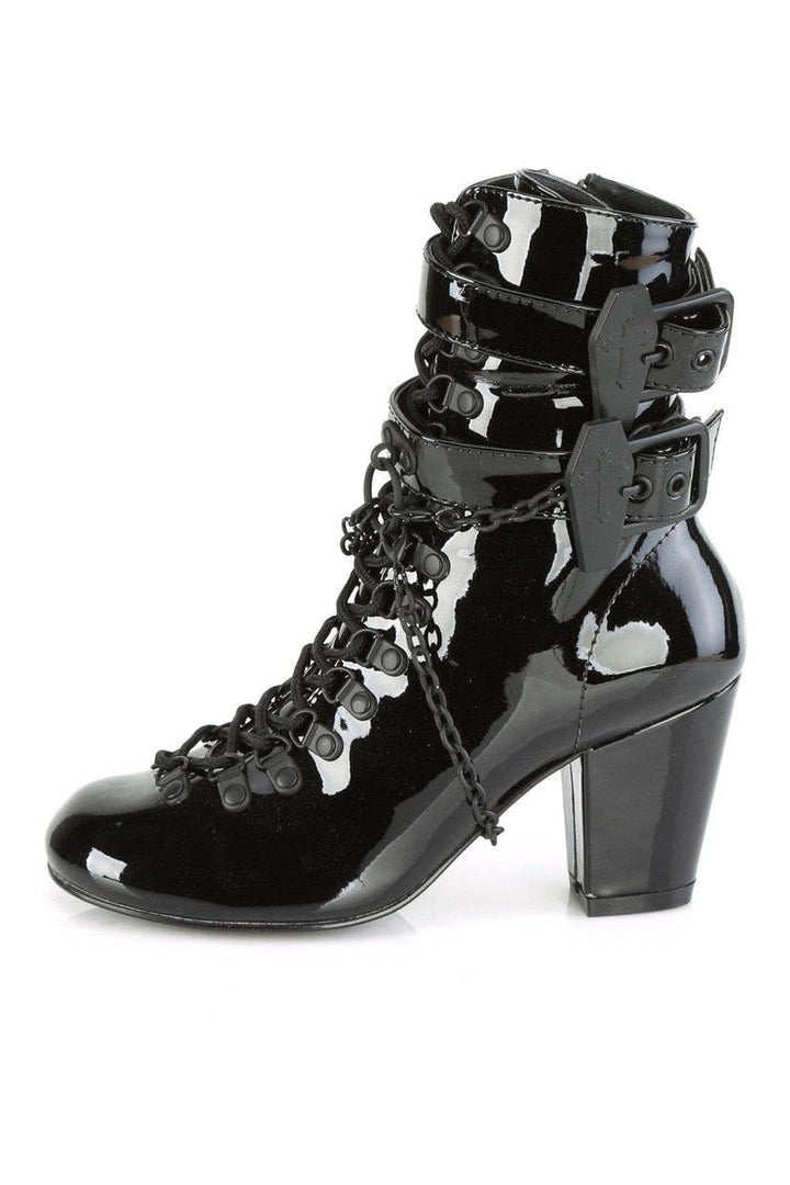 VIVIKA-128 Ankle Boot | Black Patent-Ankle Boots-Demonia-SEXYSHOES.COM