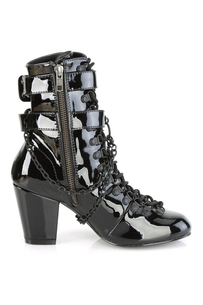 Demonia VIVIKA-128 Ankle Boot in Black Patent