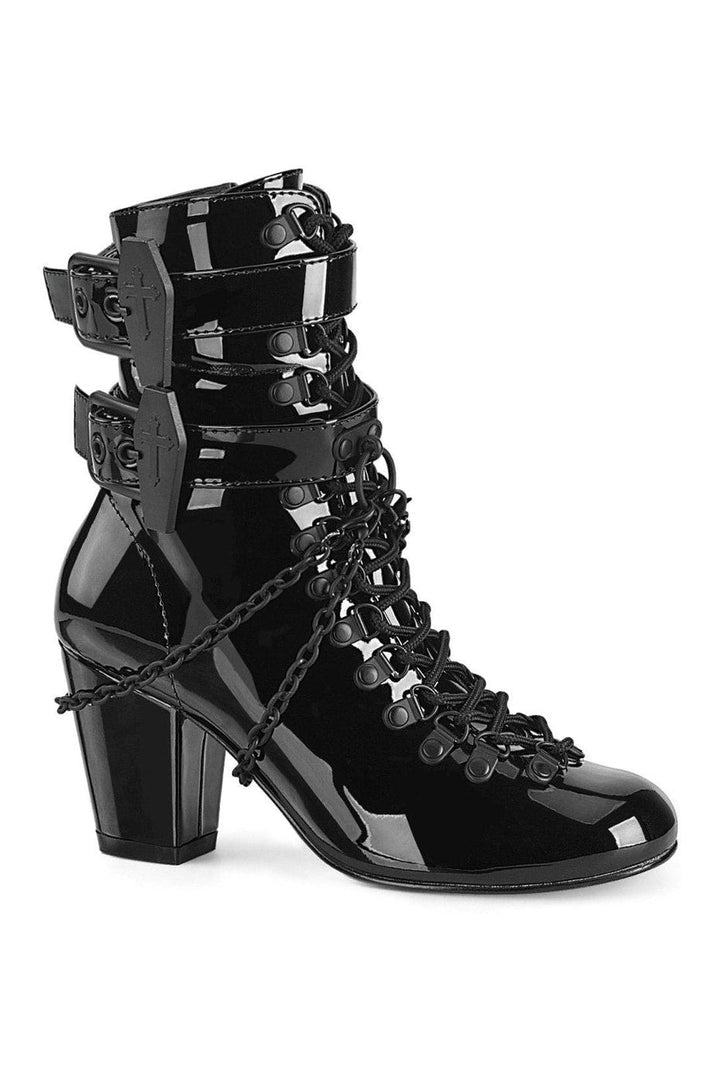 VIVIKA-128 Ankle Boot | Black Patent-Ankle Boots-Demonia-SEXYSHOES.COM