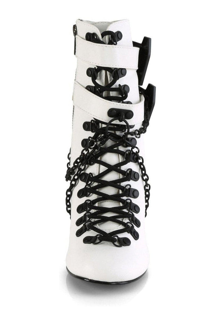 Demonia VIVIKA-128 Ankle Boot in White Faux Leather