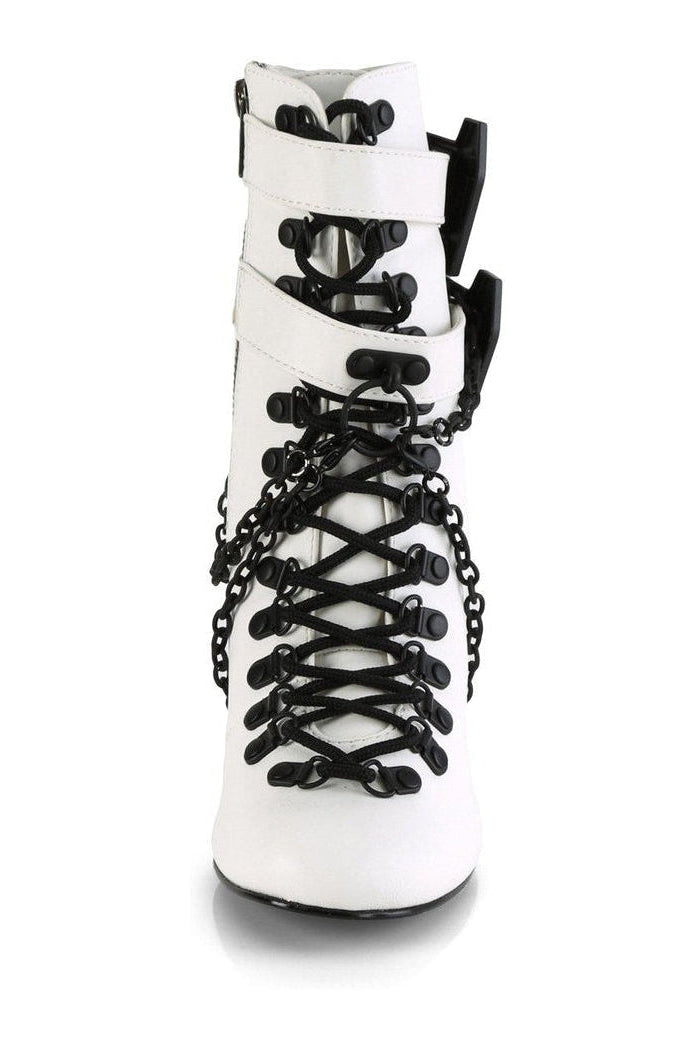 VIVIKA-128 Ankle Boot | White Faux Leather-Ankle Boots-Demonia-SEXYSHOES.COM