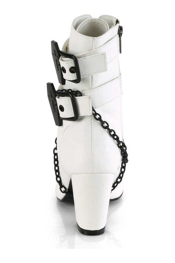 Demonia VIVIKA-128 Ankle Boot in White Faux Leather