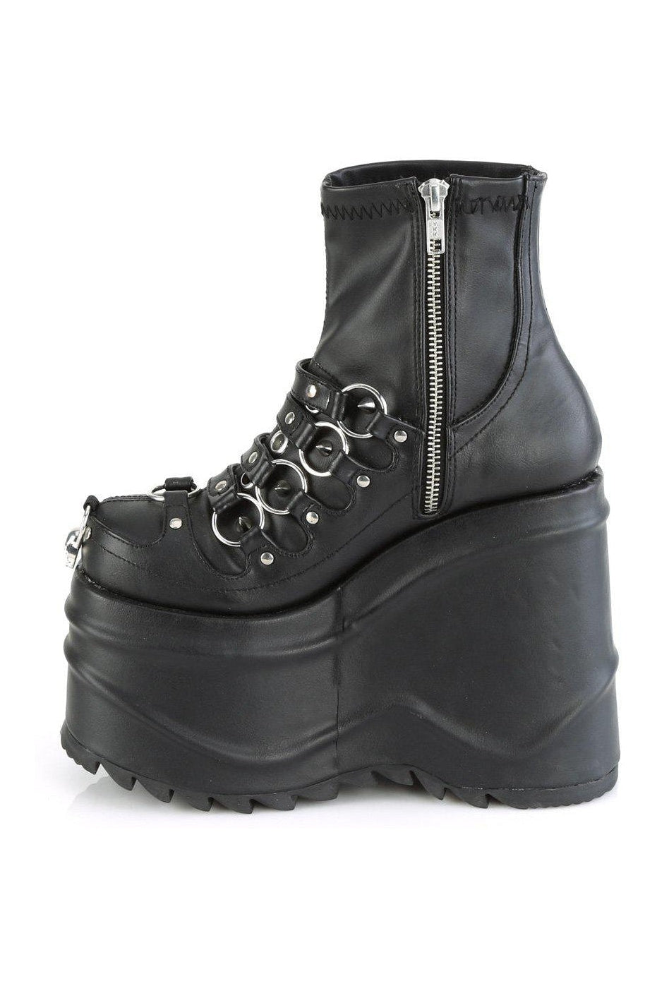 Demonia WAVE-110 Ankle Boot in Black Faux Leather