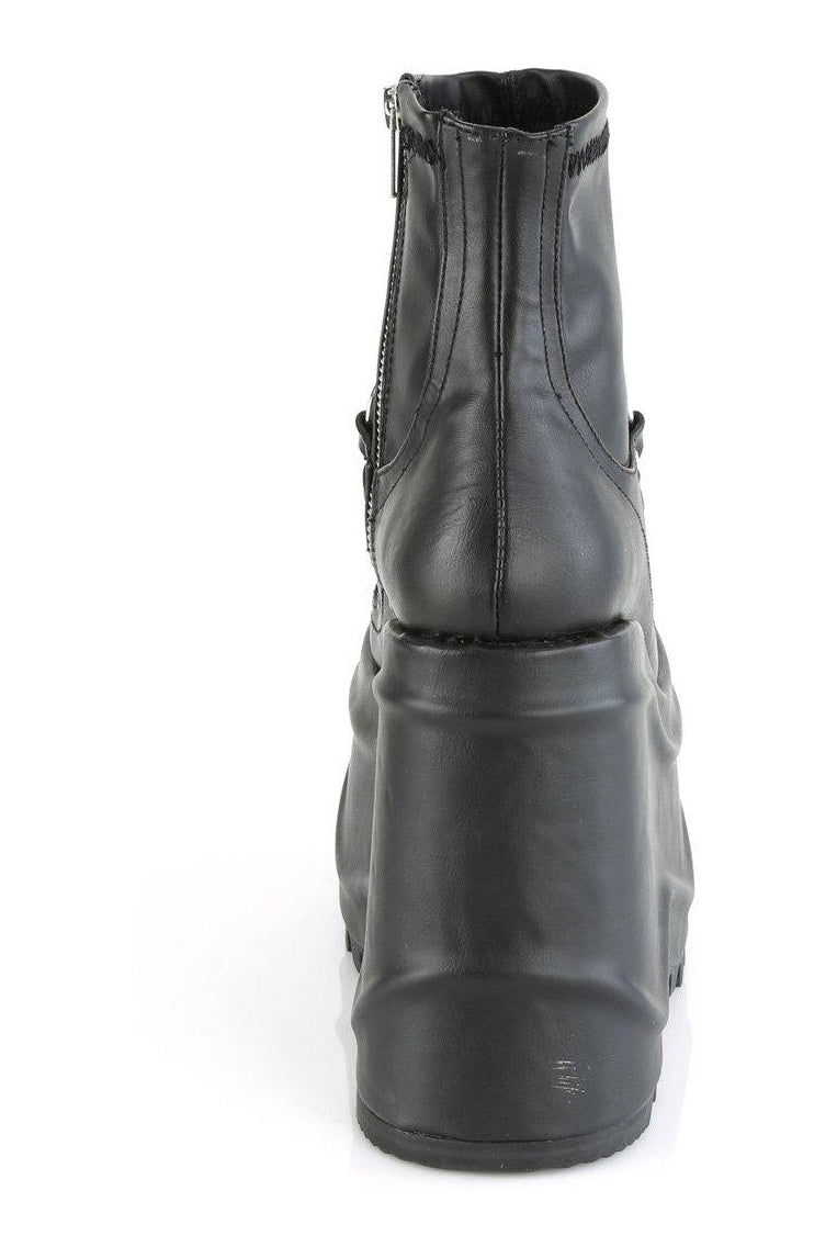 Demonia WAVE-110 Ankle Boot in Black Faux Leather