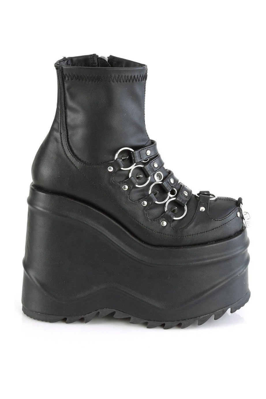 Demonia WAVE-110 Ankle Boot in Black Faux Leather