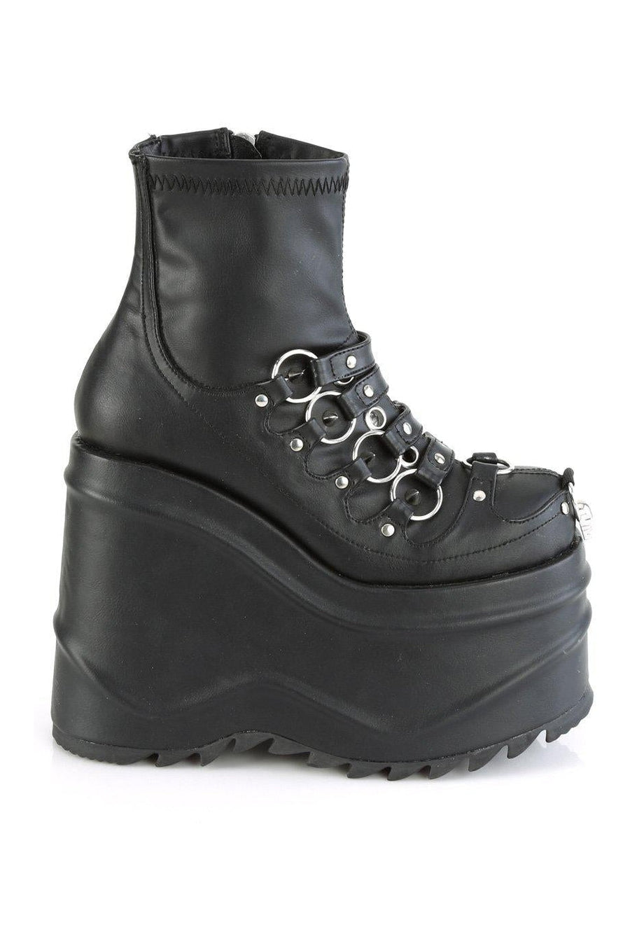 Demonia WAVE-110 Ankle Boot in Black Faux Leather