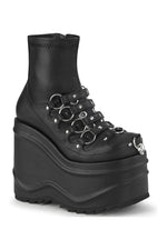 WAVE-110 Ankle Boot | Black Faux Leather