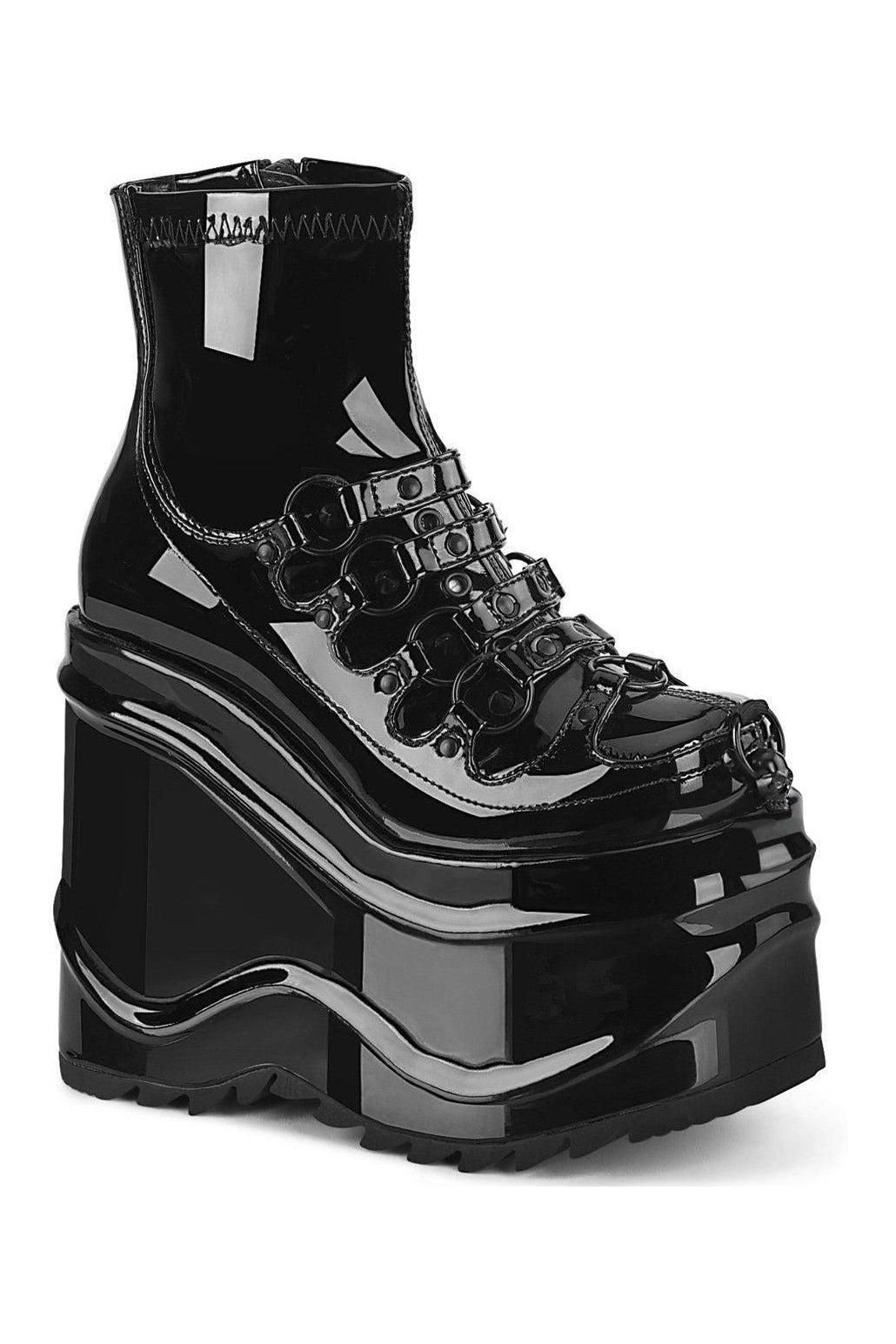 Demonia WAVE-110 Ankle Boot in Black Patent from SexyShoes.com