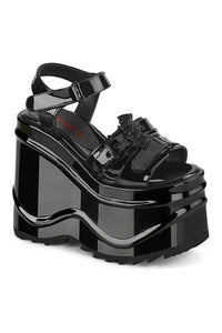 WAVE-13 Ankle Boot | Black Patent-Ankle Boots-Demonia-SEXYSHOES.COM