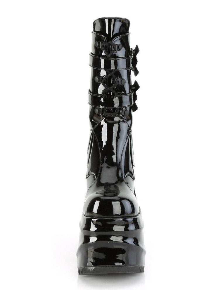 WAVE-150 Knee Boot | Black Patent-Knee Boots-Demonia-SEXYSHOES.COM