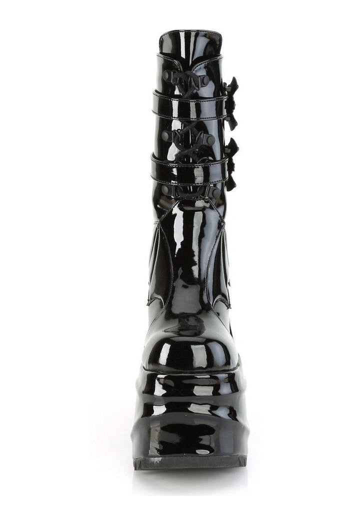 WAVE-150 Knee Boot | Black Patent