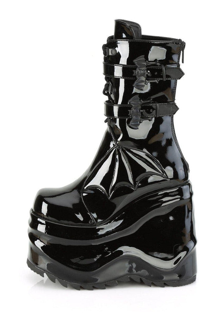 Demonia WAVE-150 Knee Boot in Black Patent