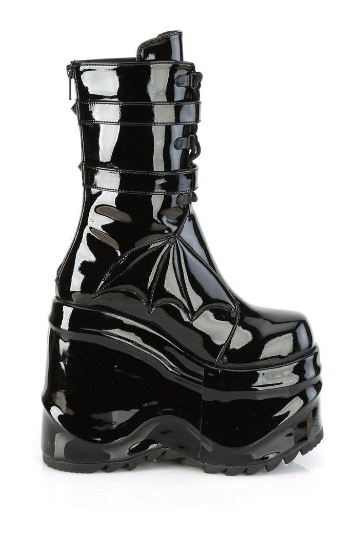 WAVE-150 Knee Boot | Black Patent-Knee Boots-Demonia-SEXYSHOES.COM