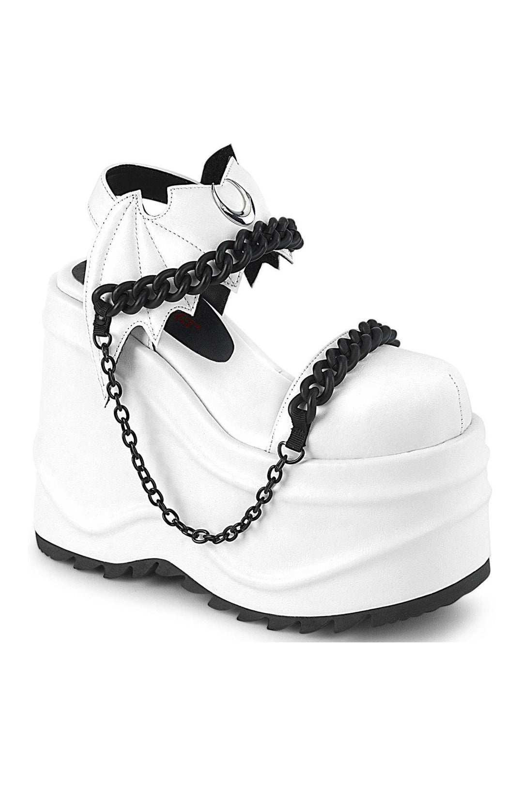 WAVE-20 Ankle Boot | White Faux Leather-Ankle Boots-Demonia-SEXYSHOES.COM