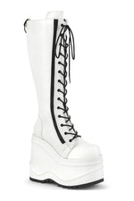 WAVE-200 Knee Boot | White Faux Leather