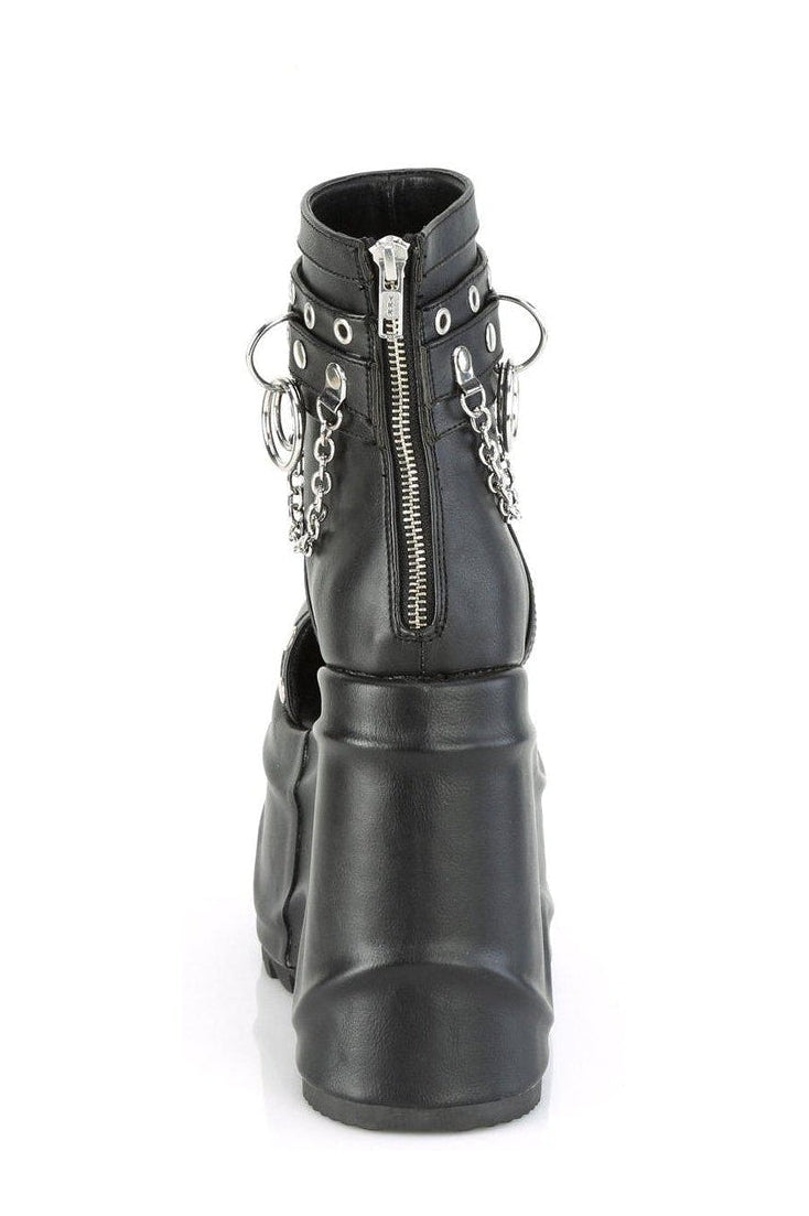 WAVE-22 Ankle Boot | Black Faux Leather-Ankle Boots-Demonia-SEXYSHOES.COM