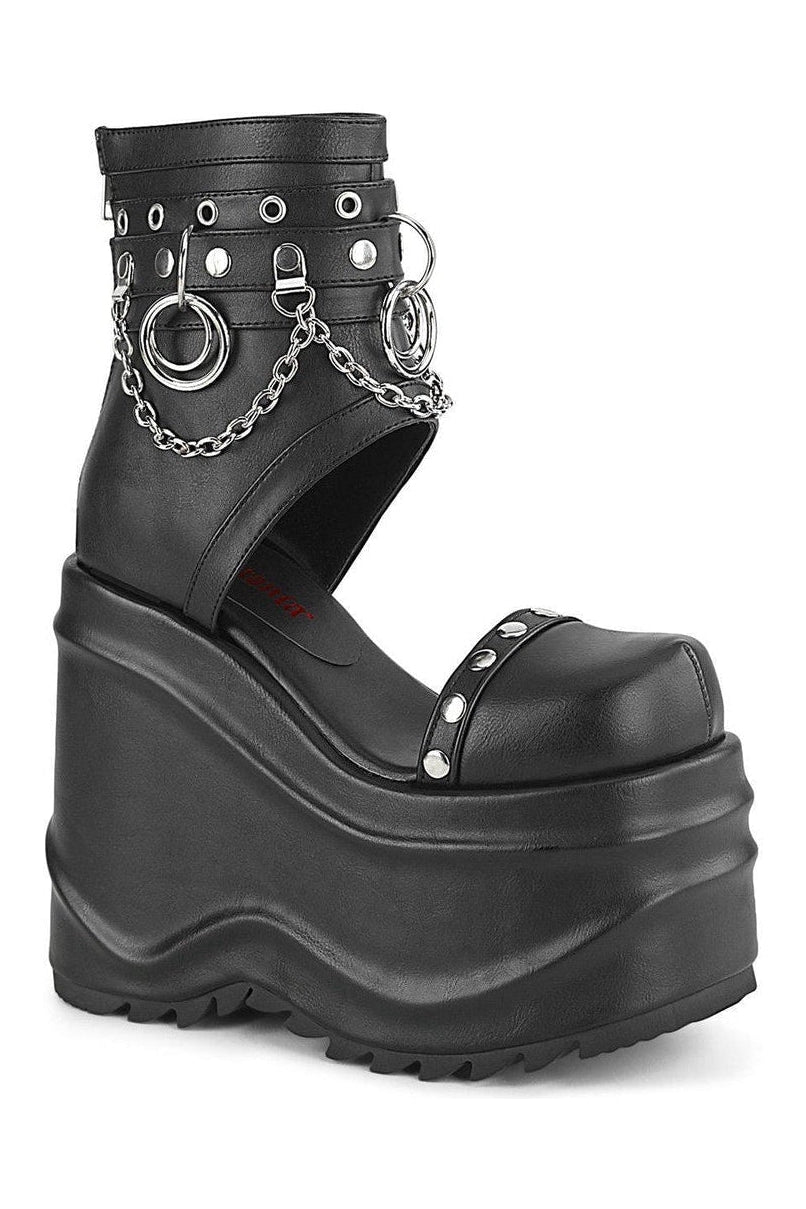 WAVE-22 Ankle Boot | Black Faux Leather-Ankle Boots-Demonia-SEXYSHOES.COM