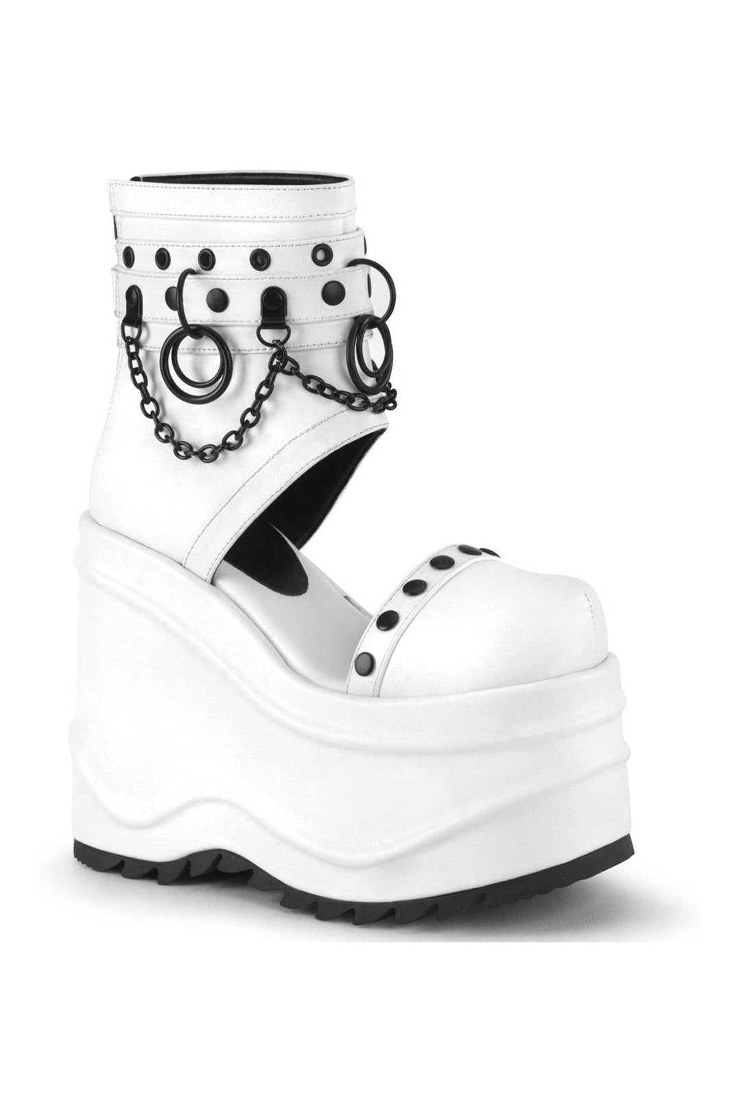 WAVE-22 Ankle Boot | White Faux Leather-Ankle Boots-Demonia-SEXYSHOES.COM