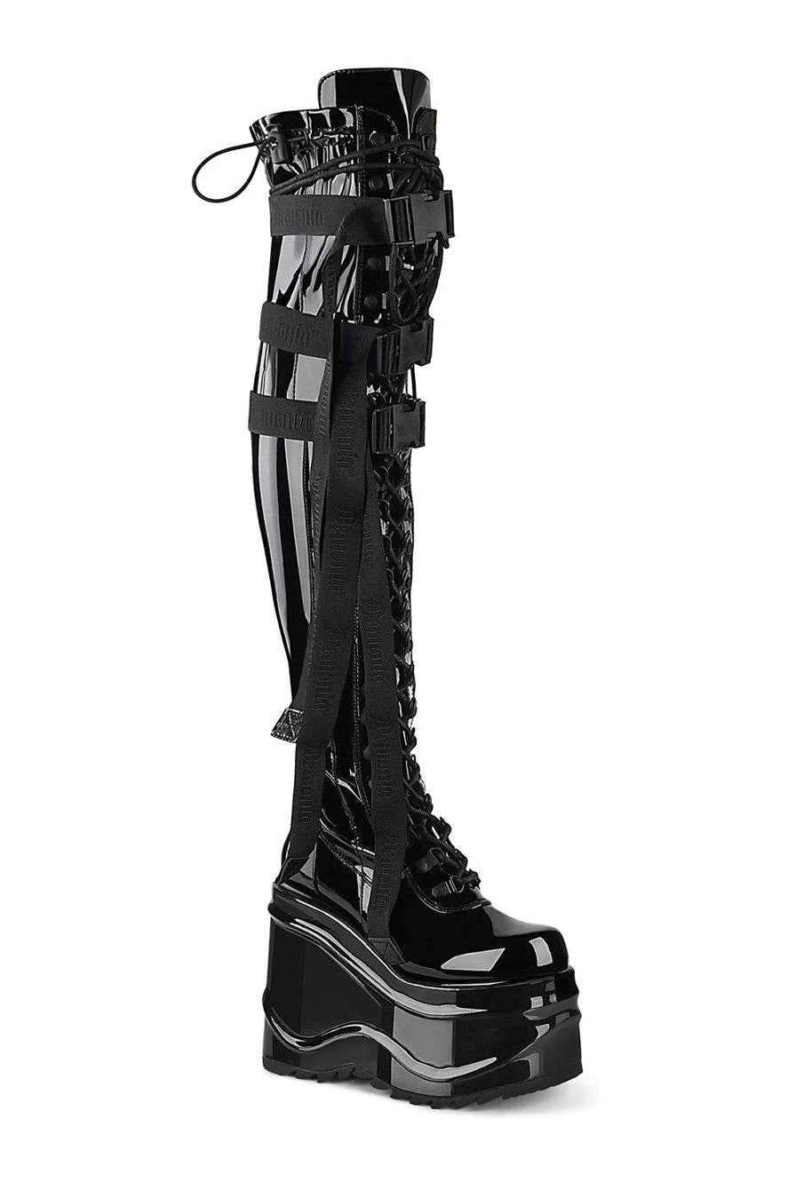 WAVE-315 Thigh Boot | Black Patent-Thigh Boots-Demonia-SEXYSHOES.COM