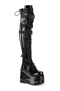 Demonia WAVE-315 Thigh Boot in Black Patent from SexyShoes.com