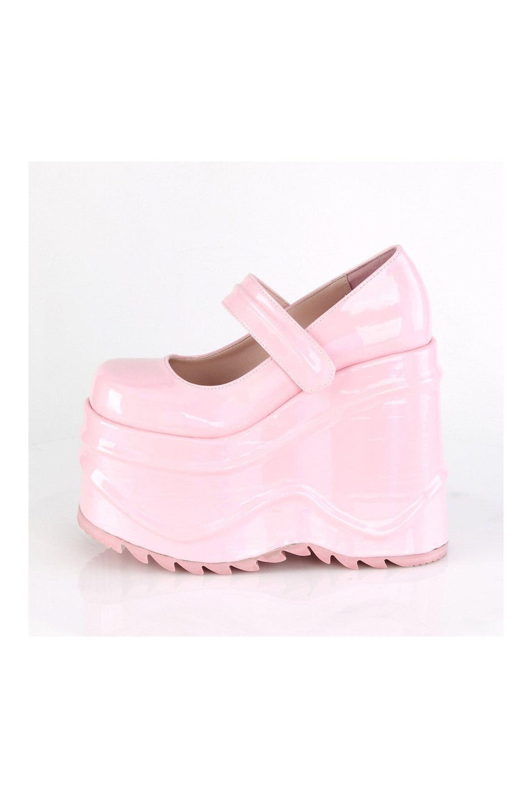 Demonia WAVE-32 Mary Jane in Hologram Faux Leather