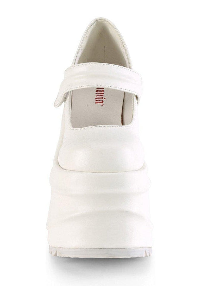 WAVE-32 Mary Jane | White Faux Leather-Mary Janes-Demonia-SEXYSHOES.COM