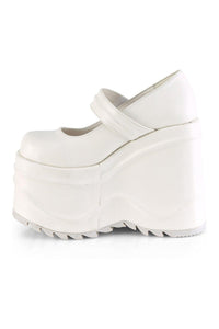 Demonia WAVE-32 Mary Jane in White Faux Leather