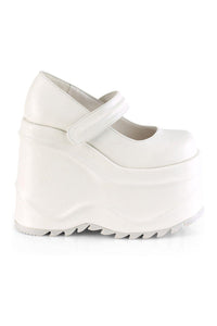 Demonia WAVE-32 Mary Jane in White Faux Leather