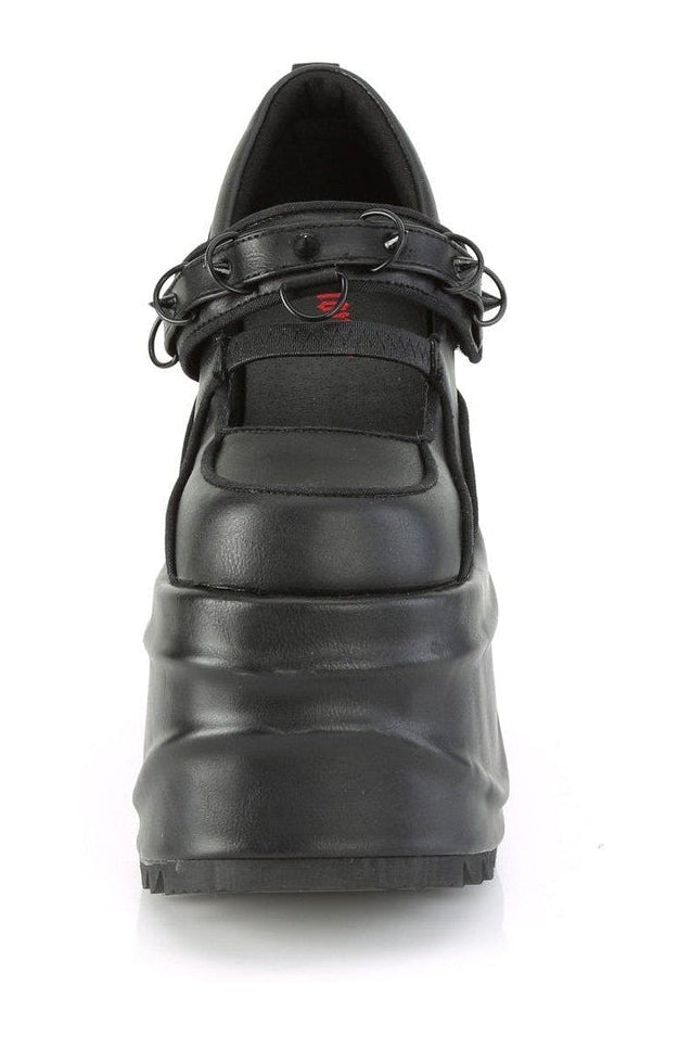 Demonia WAVE-48 Mary Jane in Black Faux Leather