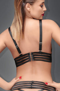 Noir Handmade Wetlook Bralette With Elastic Bands in Black Wetlook