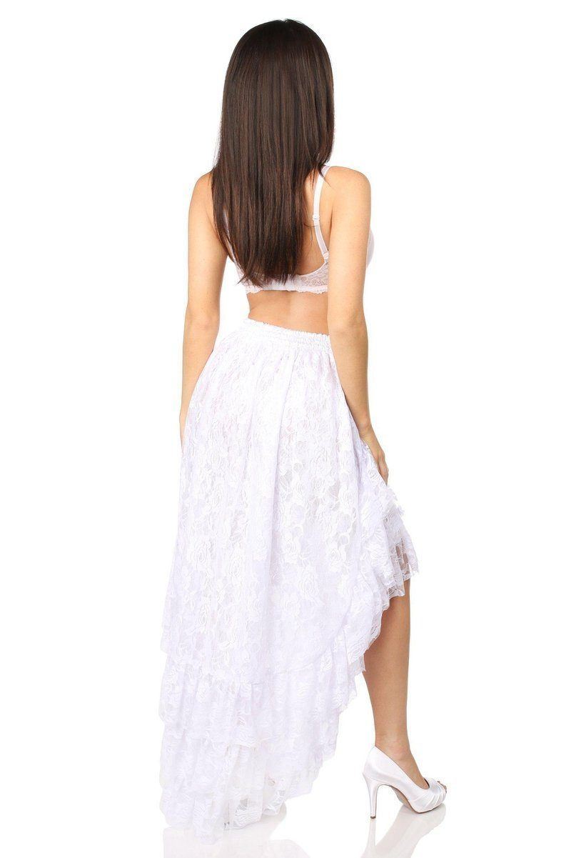 White High Low Lace Skirt by Daisy-Daisy Corsets-SEXYSHOES.COM