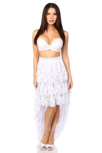 Daisy Corsets White High Low Lace Skirt by Daisy in White  from SexyShoes.com