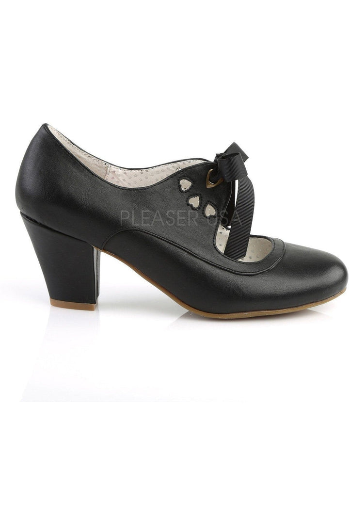 WIGGLE-32 Pump | Black Faux Leather-Pin Up Couture-Mary Janes-SEXYSHOES.COM