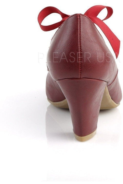 WIGGLE-32 Pump | Burgundy Faux Leather-Pin Up Couture-Mary Janes-SEXYSHOES.COM