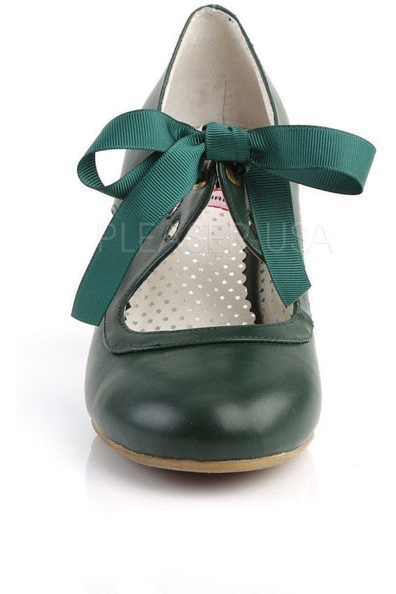 WIGGLE-32 Pump | Green Faux Leather-Pin Up Couture-Mary Janes-SEXYSHOES.COM