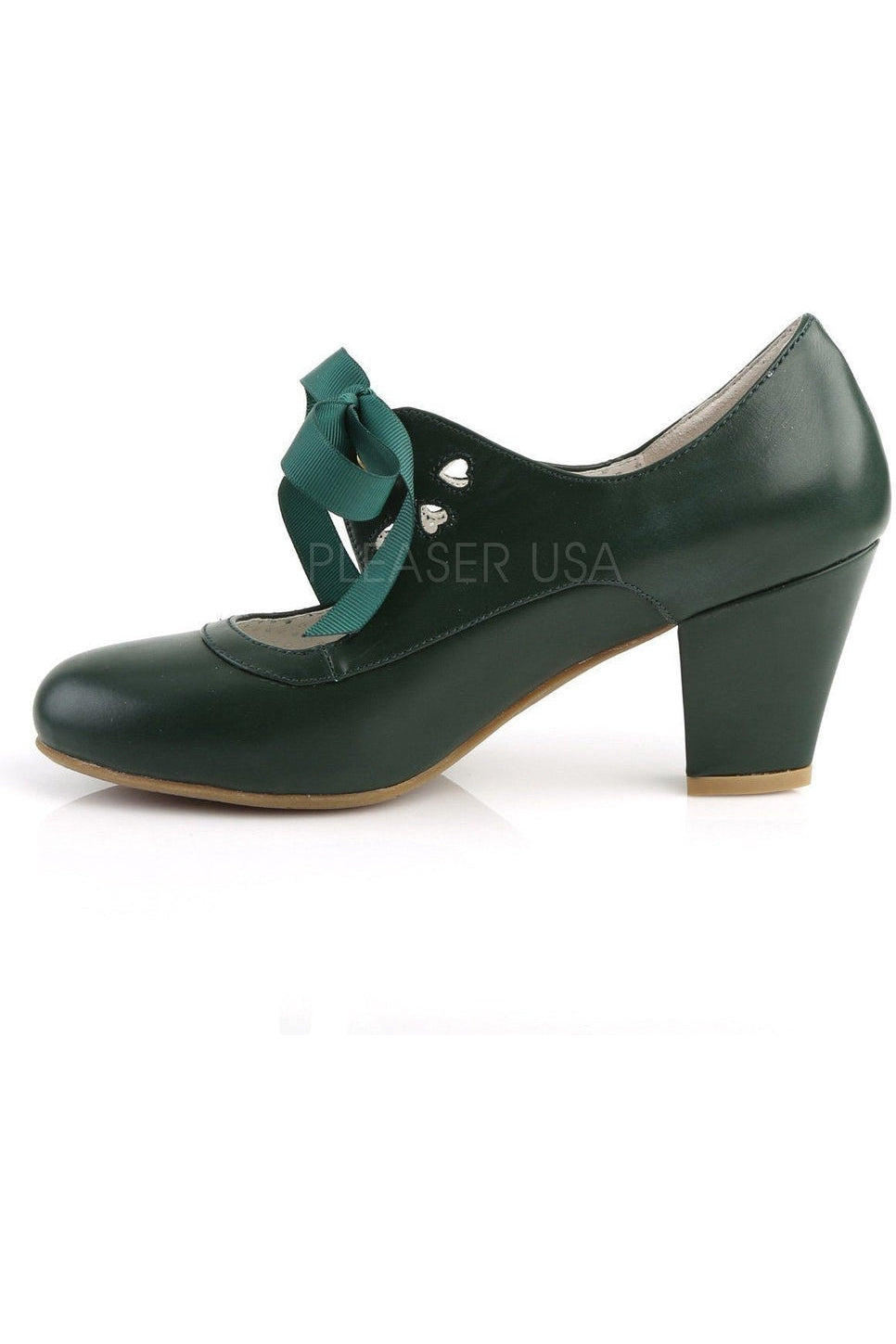 Pin Up Couture WIGGLE-32 Pump in Green Faux Leather