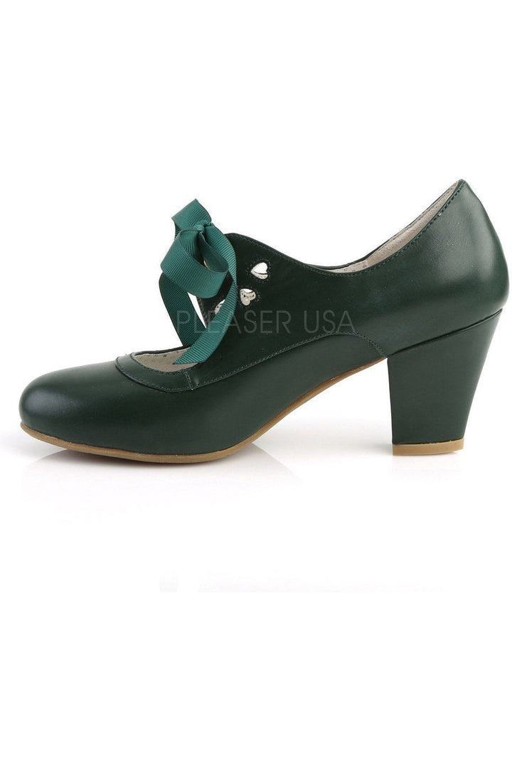 WIGGLE-32 Pump | Green Faux Leather-Pin Up Couture-Mary Janes-SEXYSHOES.COM