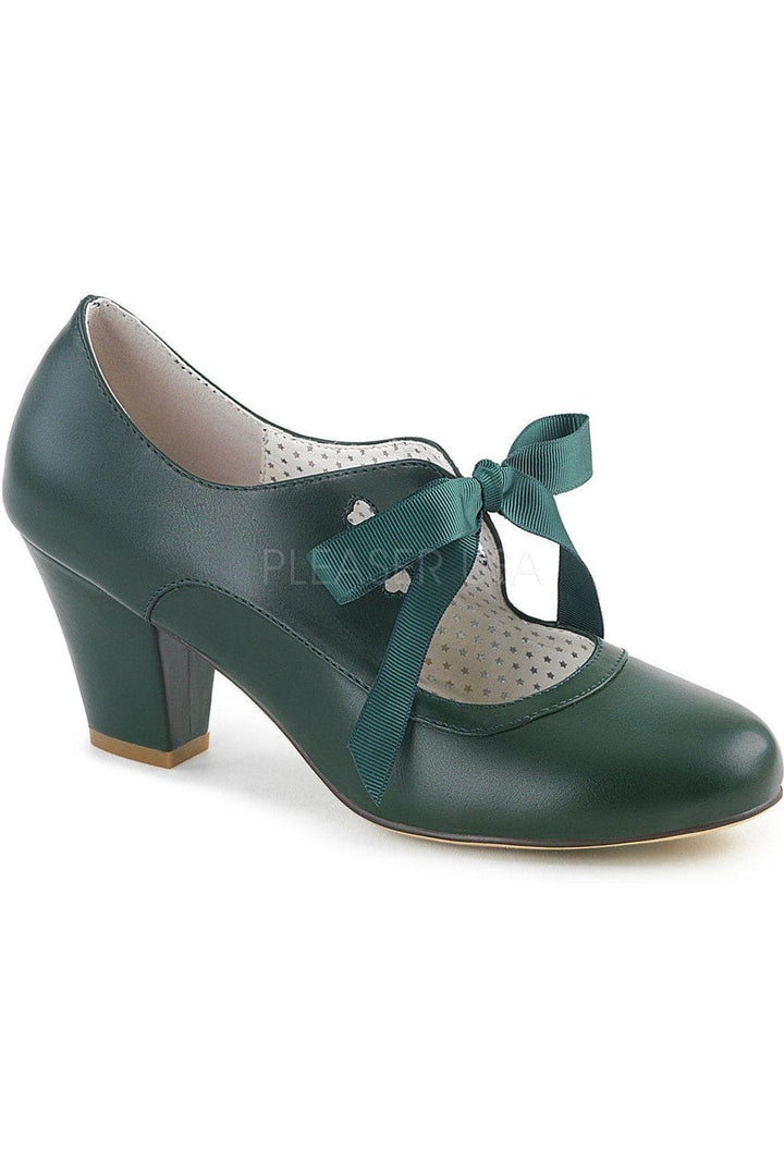 WIGGLE-32 Pump | Green Faux Leather-Pin Up Couture-Green-Mary Janes-SEXYSHOES.COM
