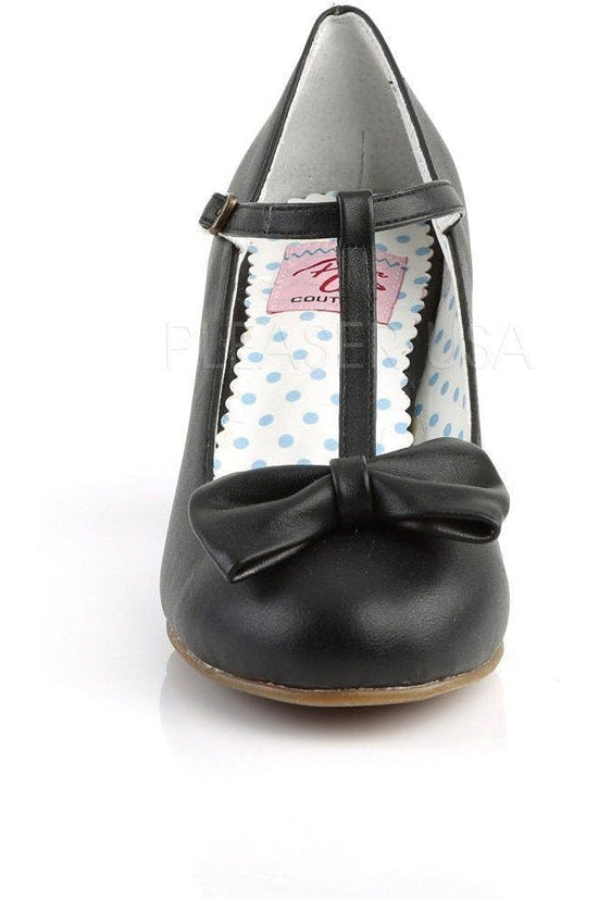 WIGGLE-50 Pump | Black Faux Leather