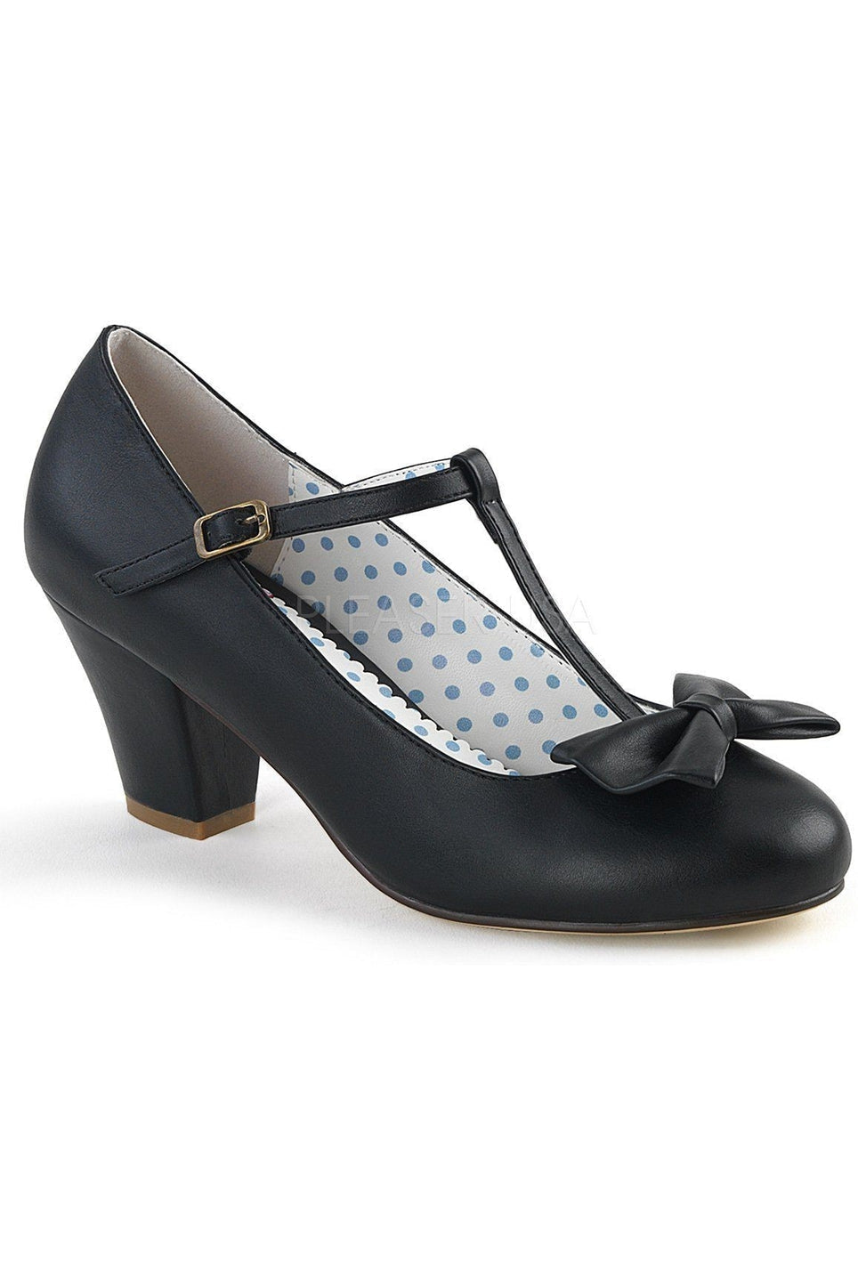 Pin Up Couture WIGGLE-50 Pump in Black Faux Leather from SexyShoes.com