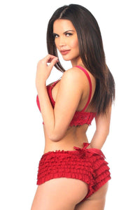 Daisy Corsets Wine Ruffle Panty w/Bow by Daisy in Burgundy 