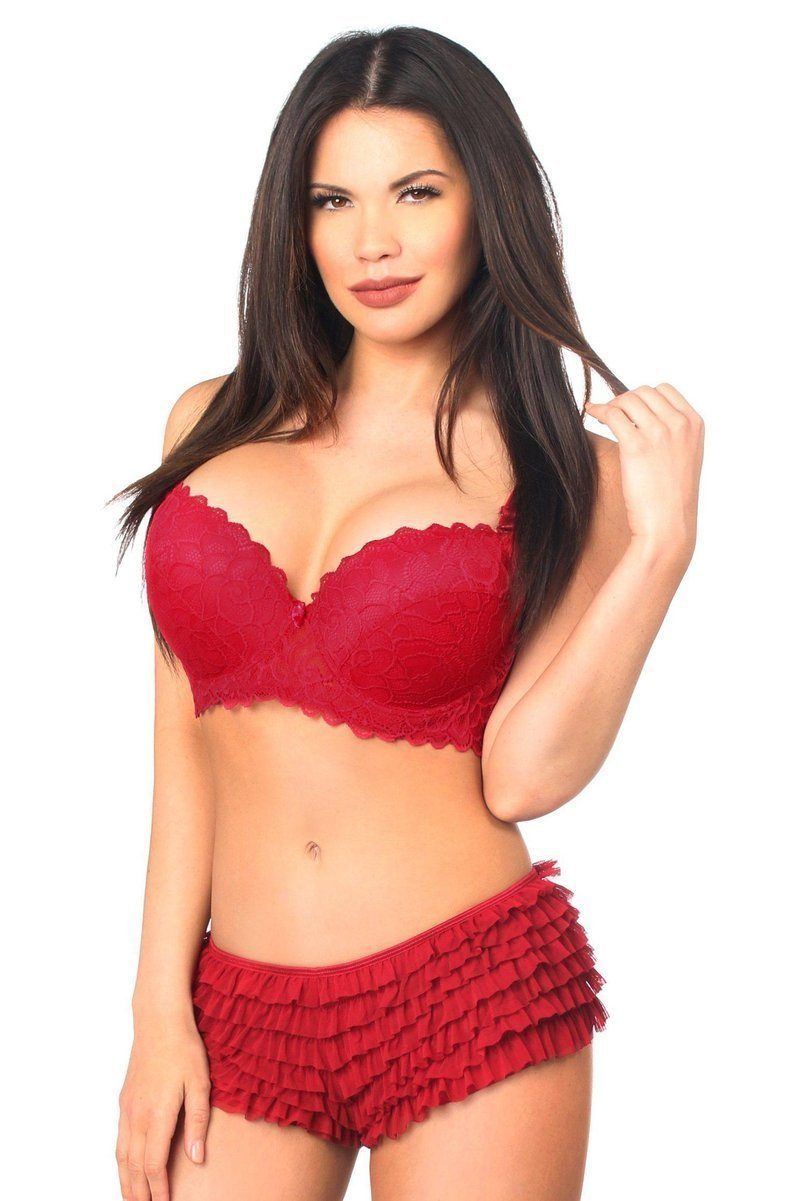 Daisy Corsets Wine Ruffle Panty w/Bow by Daisy in Burgundy  from SexyShoes.com