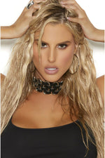 Woven Leather Choker With Rings