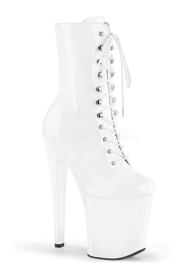 Pleaser XTREME-1020 Platform Ankle Boot in White Patent from SexyShoes.com