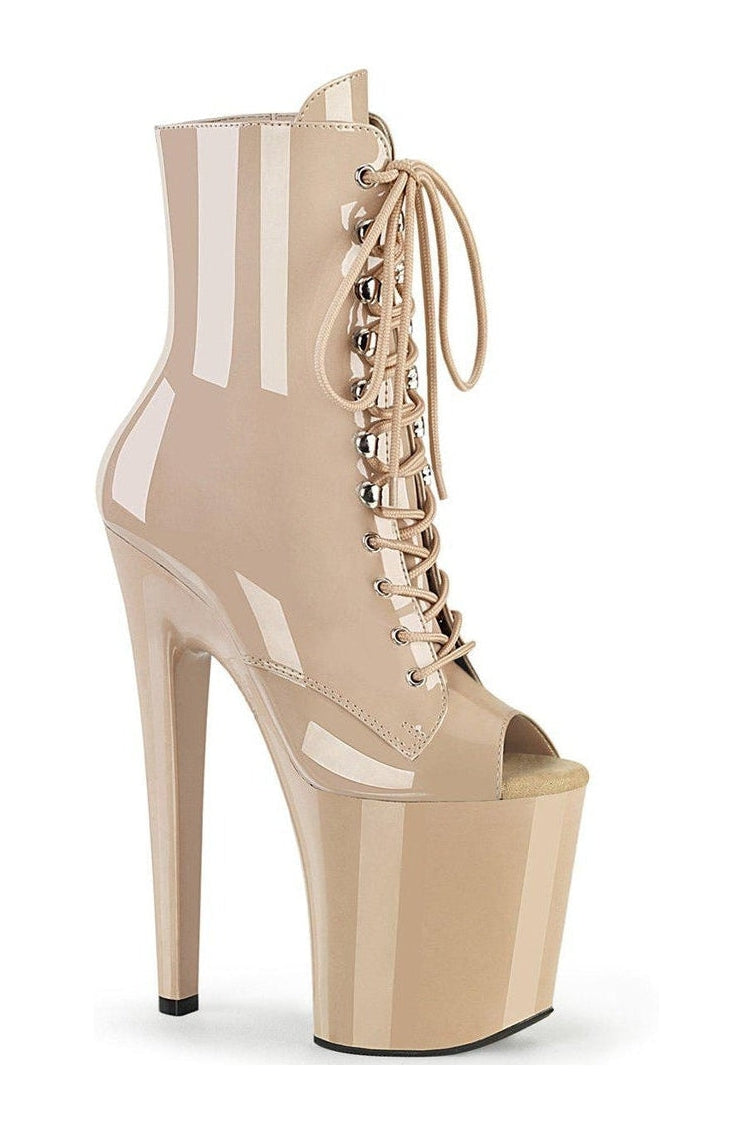 XTREME-1021 Ankle Boot | Nude Patent-Ankle Boots-Pleaser-Nude-8-Patent-SEXYSHOES.COM
