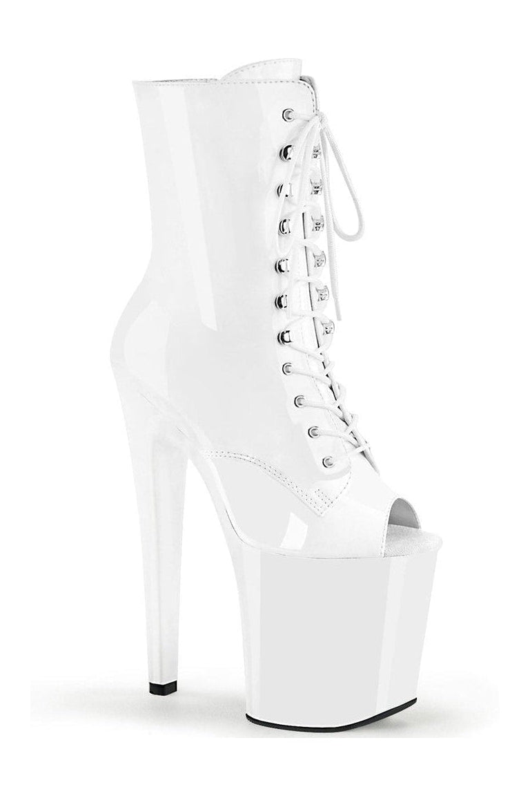 XTREME-1021 Ankle Boot | White Patent-Ankle Boots-Pleaser-White-8-Patent-SEXYSHOES.COM